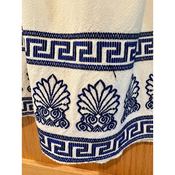 Bohemian Midi Skirt Women MED White Blue Embroidered Boho Hippie Beachy Gypsy - Picture 4 of 16